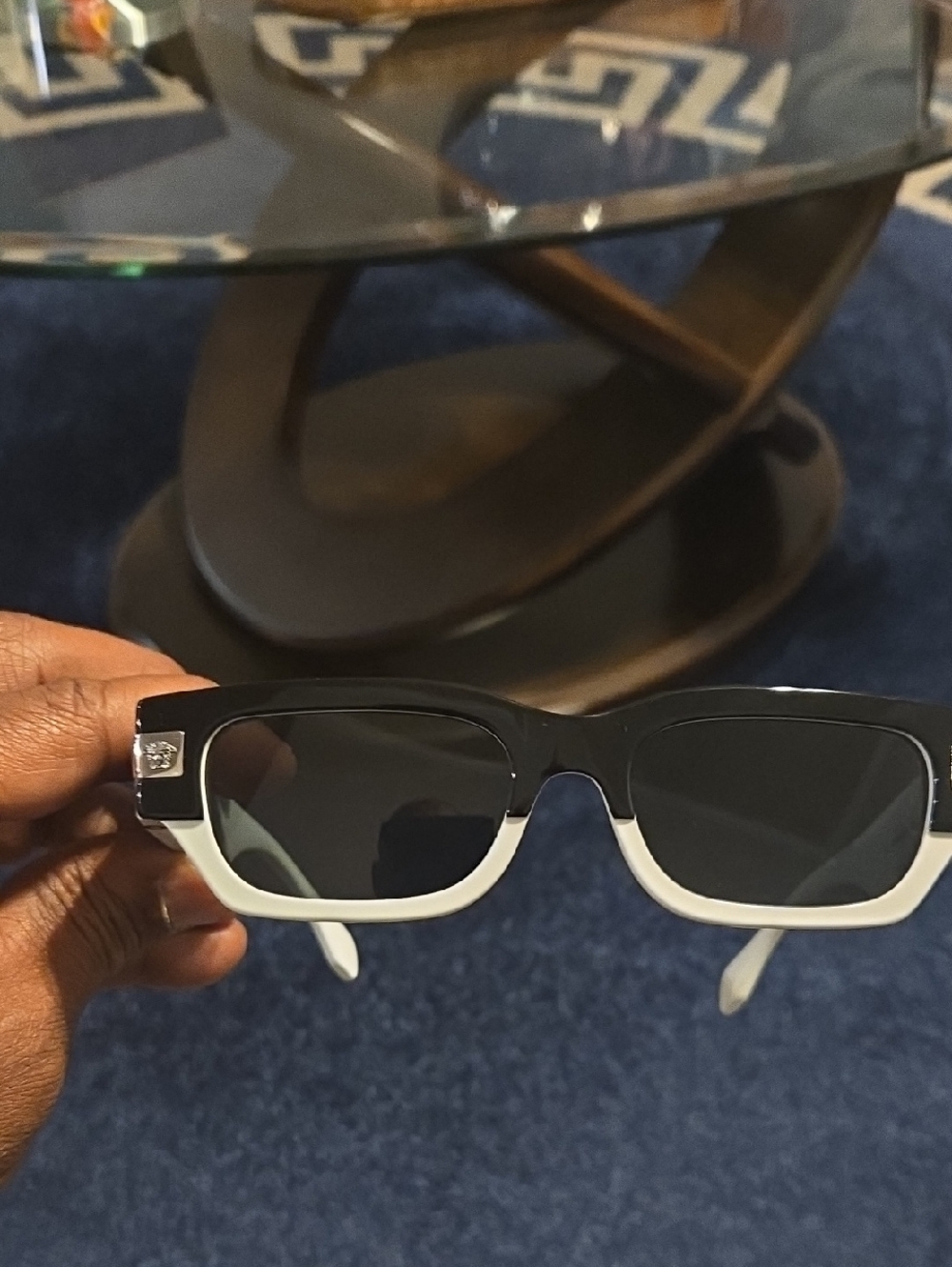 Versace Black and White Designer Smart Glasses Temples